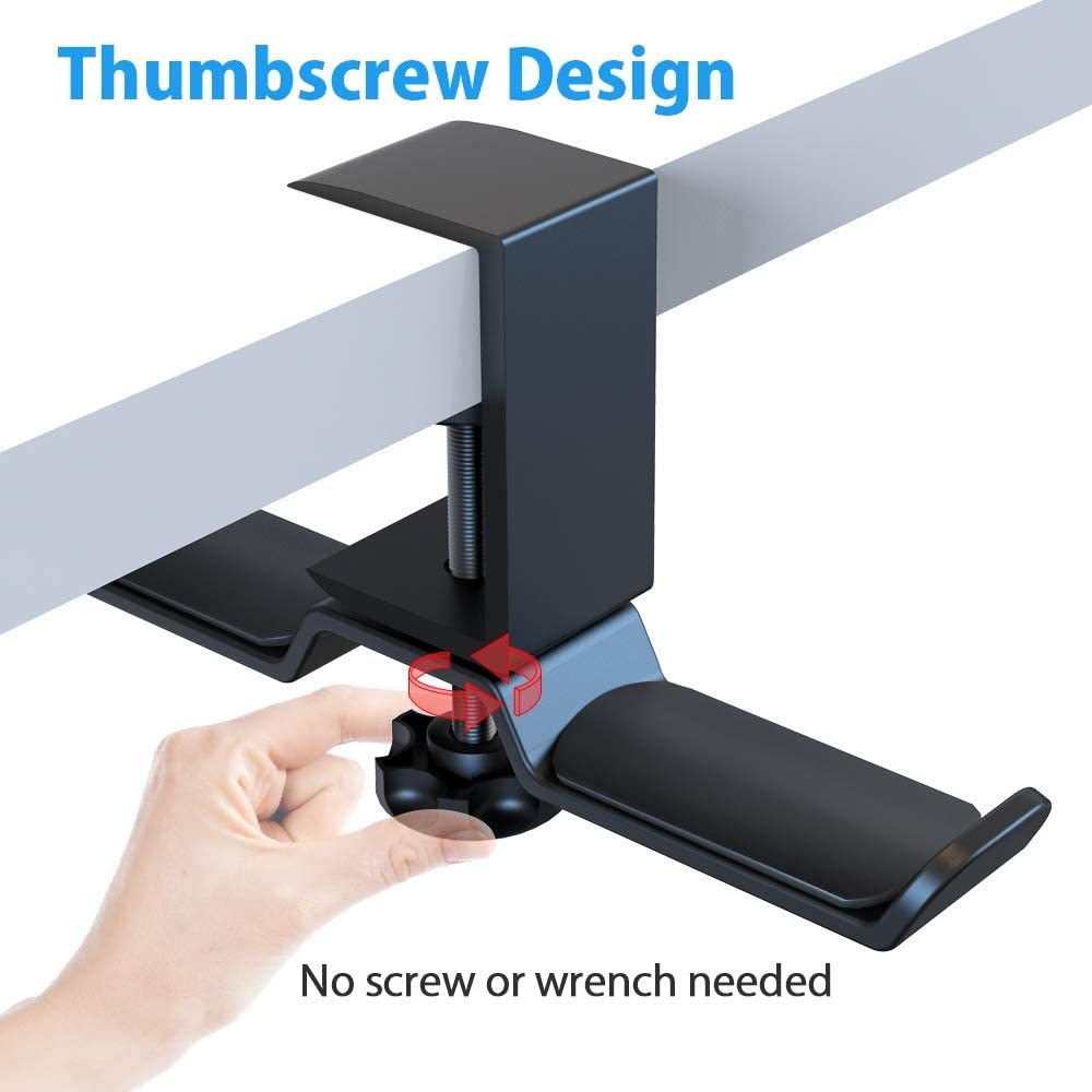 Dual Rotatable Headphone Stand Hanger Under Desk Clamp Headset Holder Aluminum Load up to 11lb Headset Stand Hanger Compatible with Universal Headphones