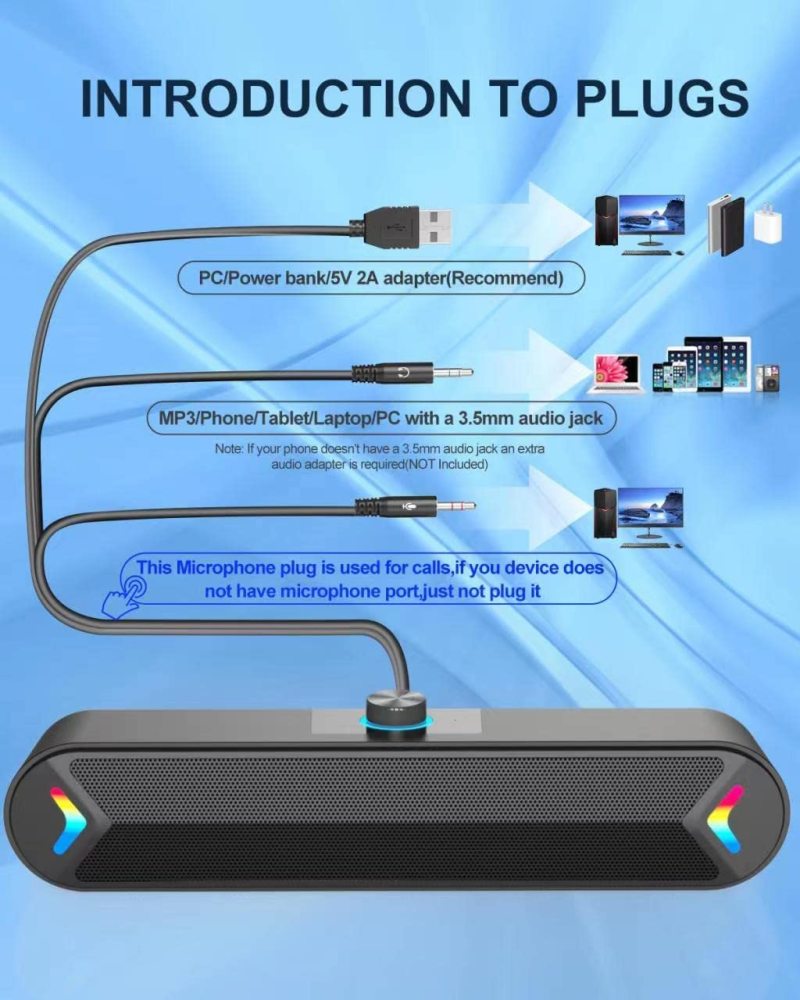 Computer Speakers,Wired USB-Powered PC Speakers with 10W Stereo Sound,Sound-bar Speakers for PC Desktop Computer