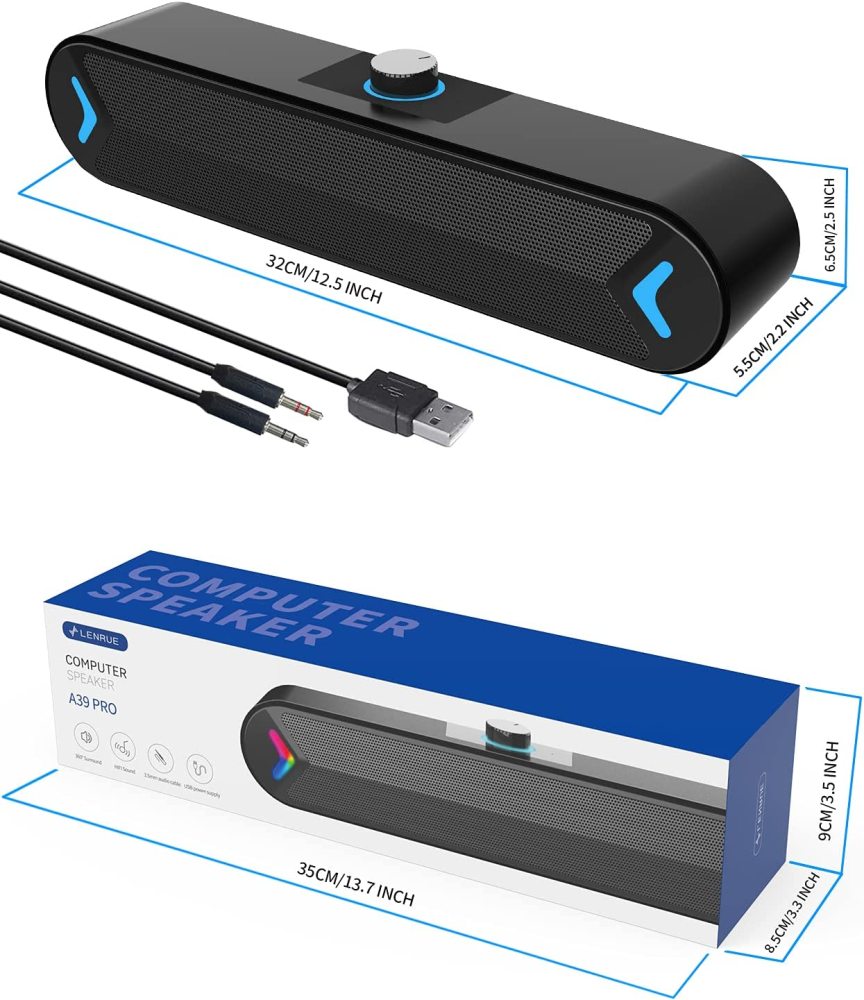 Computer Speakers,Wired USB-Powered PC Speakers with 10W Stereo Sound,Sound-bar Speakers for PC Desktop Computer