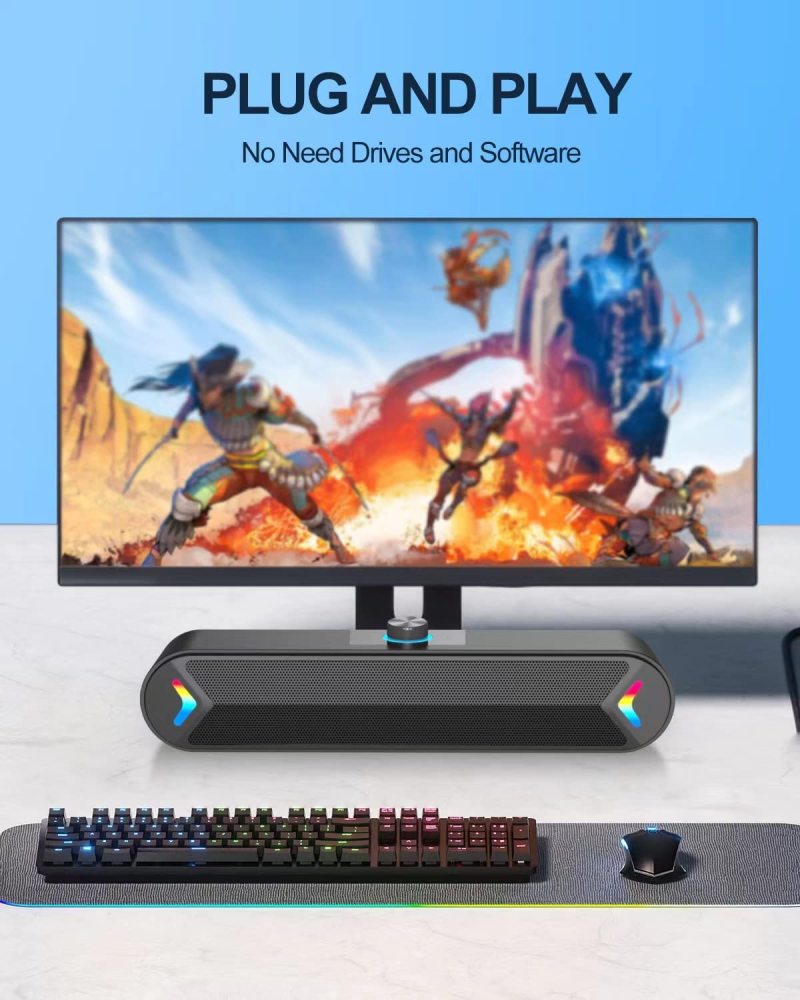 Computer Speakers,Wired USB-Powered PC Speakers with 10W Stereo Sound,Sound-bar Speakers for PC Desktop Computer