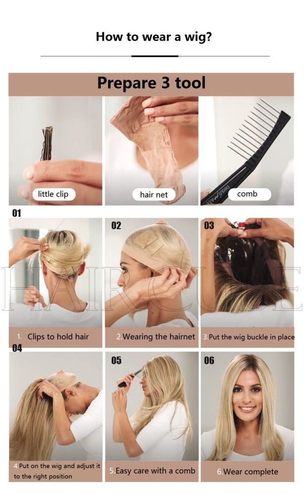 Wig Brown beige gradient gold long curly hair wig ladies wigs for daily use