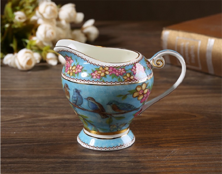 21 Pieces Set Royal Tea Cups with Gold Trim and Gift Box, British Coffee Cups Dream blue idyllic style bone china coffee set European Phnom Penh afternoon tea cup complete set