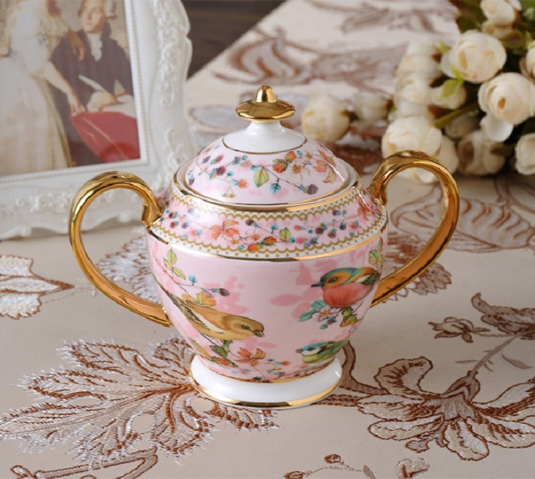 21 Pieces Set Royal Tea Cups with Gold Trim British bone china afternoon tea set cup and saucer, European ceramic coffee set, black tea cup set, wedding gift