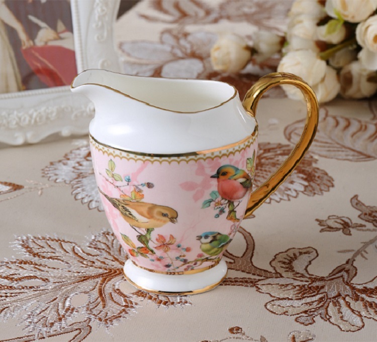 21 Pieces Set Royal Tea Cups with Gold Trim British bone china afternoon tea set cup and saucer, European ceramic coffee set, black tea cup set, wedding gift
