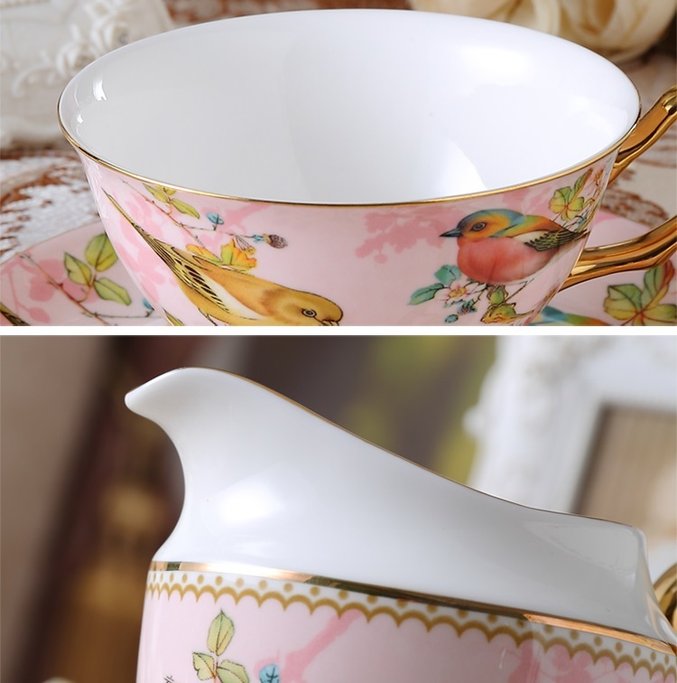 21 Pieces Set Royal Tea Cups with Gold Trim British bone china afternoon tea set cup and saucer, European ceramic coffee set, black tea cup set, wedding gift