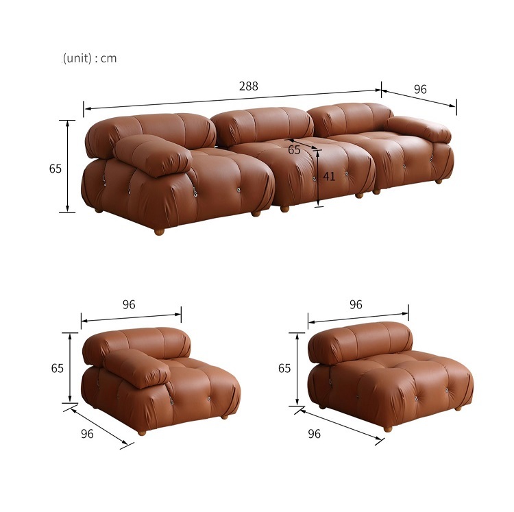 Retro Fengyunduo sofa ins style red bread module combination simple imported silicone leather sofa