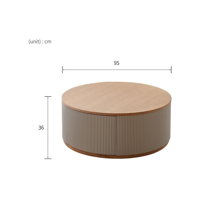 Nordic French cream style solid wood size coffee table combination living room small apartment designer round table
