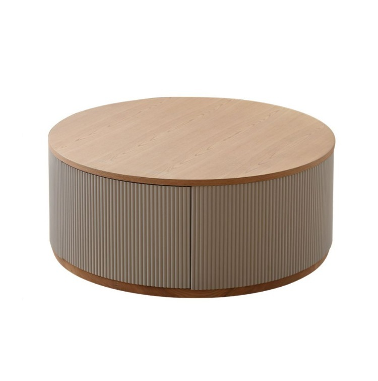 Nordic French cream style solid wood size coffee table combination living room small apartment designer round table