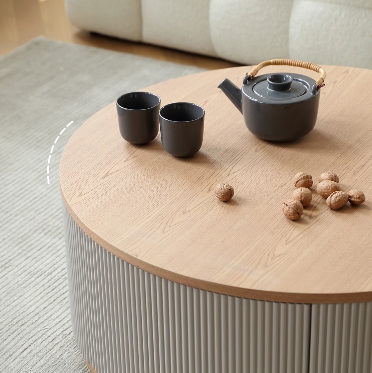 Nordic French cream style solid wood size coffee table combination living room small apartment designer round table