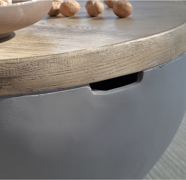Modern simple coffee table, living room, household small apartment coffee table, wabi-sabi style cement round coffee table