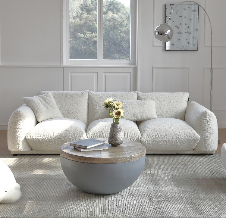 Modern simple coffee table, living room, household small apartment coffee table, wabi-sabi style cement round coffee table