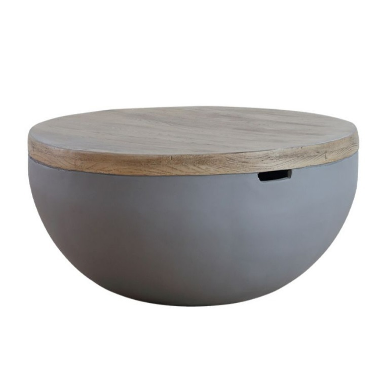 Modern simple coffee table, living room, household small apartment coffee table, wabi-sabi style cement round coffee table