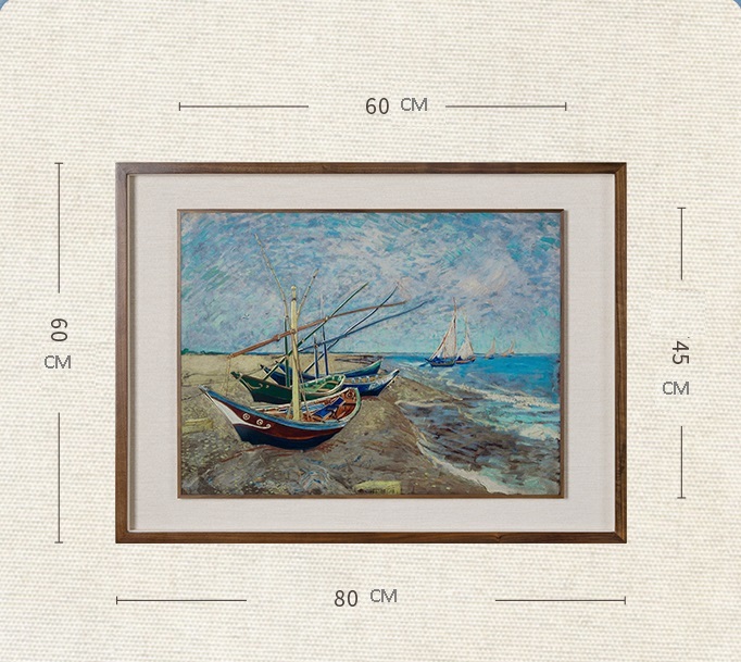 Handmade engraving, bronze carving, Van Gogh's "Fishing Boat on the Beach" living room and dining room decoration