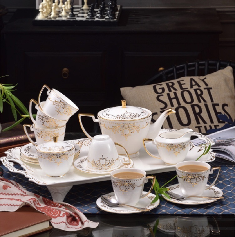 Afternoon tea court home living room European tea set high-end luxury bone china flower tea coffee cup set set