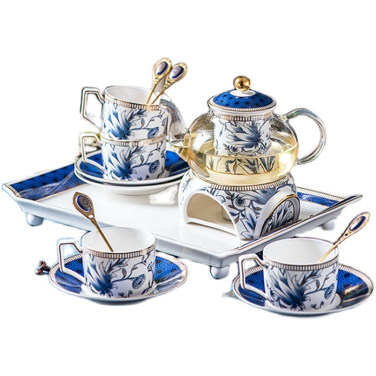British high-value tea set light luxury ceramic water set glass kettle heating household flower teapot gift box