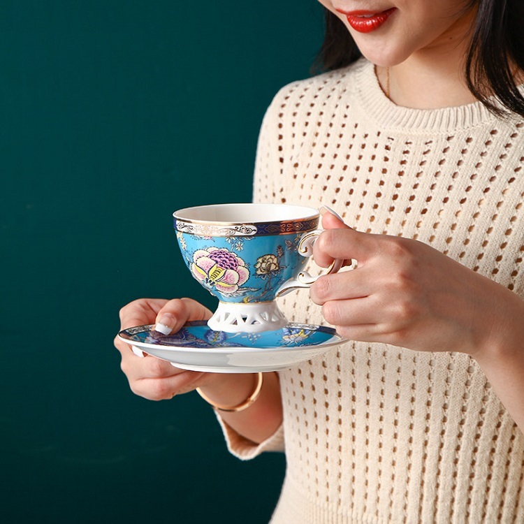 English afternoon tea set flower tea cup set European ceramic heatproof glass boiled fruit candle heating filter teapot