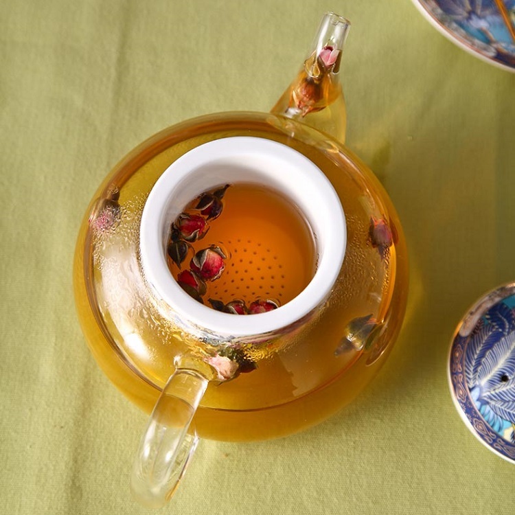 English afternoon tea set flower tea cup set European ceramic heatproof glass boiled fruit candle heating filter teapot