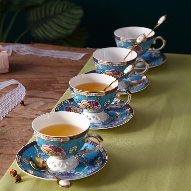 English afternoon tea set flower tea cup set European ceramic heatproof glass boiled fruit candle heating filter teapot