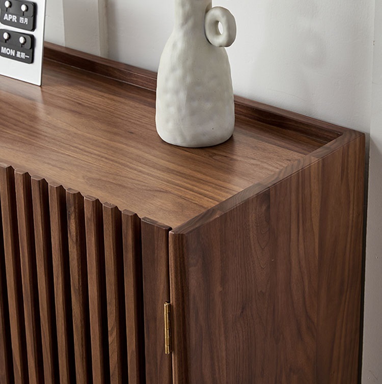 Black walnut shoe cabinet solid wood simple modern cherry wood entrance cabinet Japanese style log partition cabinet