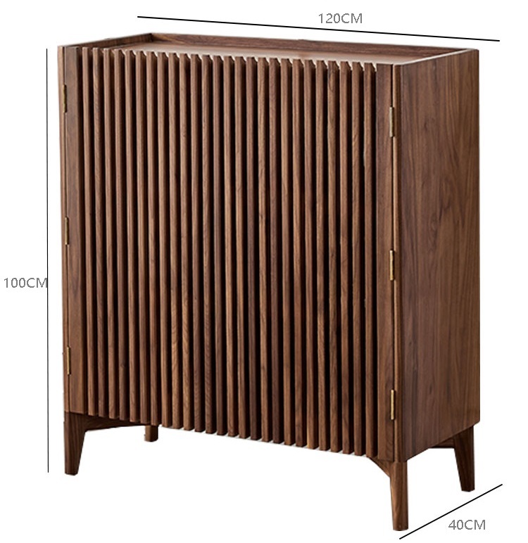 Black walnut shoe cabinet solid wood simple modern cherry wood entrance cabinet Japanese style log partition cabinet