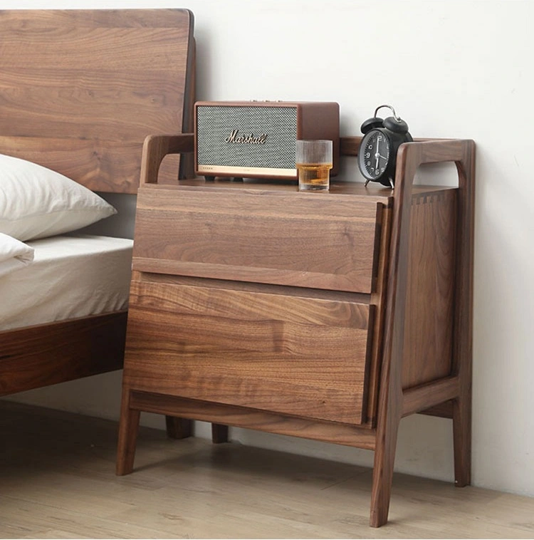 Black walnut bedside table modern simple all solid wood Nordic cherry ...