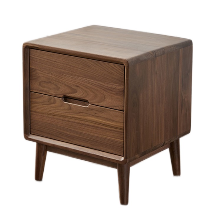Black walnut bedside table modern simple all solid wood Nordic cherry ...