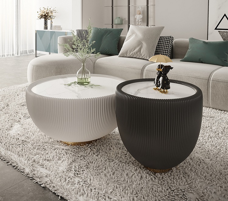 Light luxury slate tea table, simple modern living room, home small house, Internet celebrity creative designer, large and small round tea table