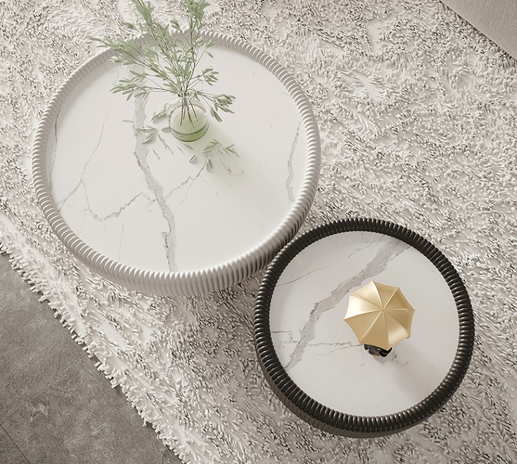 Light luxury slate tea table, simple modern living room, home small house, Internet celebrity creative designer, large and small round tea table