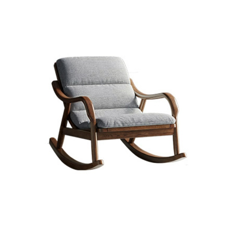 Solid wood rocking chair balcony home lounge chair adult single chair lazy nap chair Nordic rocking chair sofa