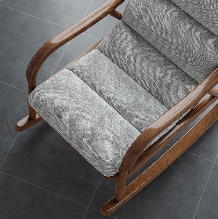 Solid wood rocking chair balcony home lounge chair adult single chair lazy nap chair Nordic rocking chair sofa