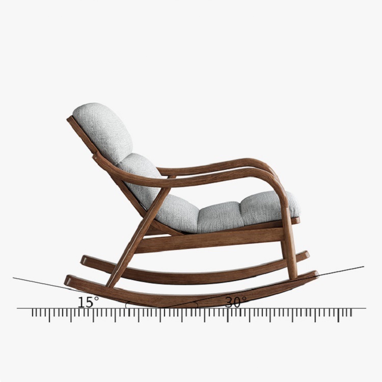 Solid wood rocking chair balcony home lounge chair adult single chair lazy nap chair Nordic rocking chair sofa