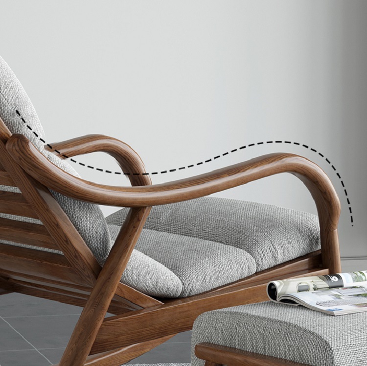 Solid wood rocking chair balcony home lounge chair adult single chair lazy nap chair Nordic rocking chair sofa