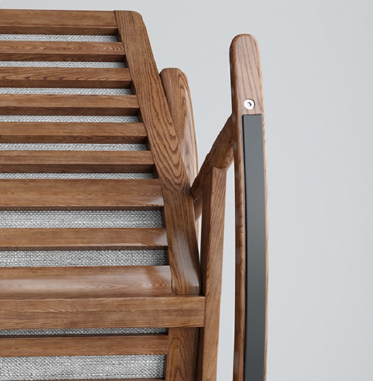 Solid wood rocking chair balcony home lounge chair adult single chair lazy nap chair Nordic rocking chair sofa