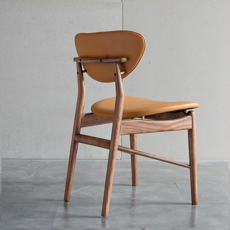 Nordic solid wood dining chair modern simple fashion creative family restaurant hotel table and chair back light luxury complete chair