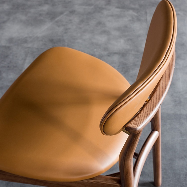 Nordic solid wood dining chair modern simple fashion creative family restaurant hotel table and chair back light luxury complete chair