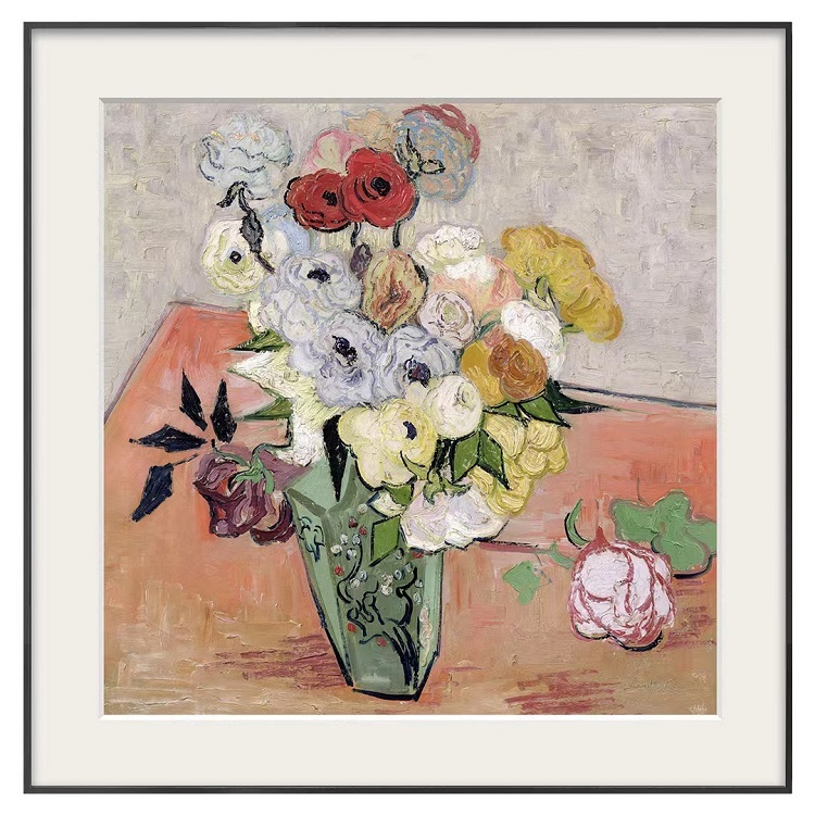 Van Gogh Vase Rose Museum level replica printmaking living room Nordic living room decoration hanging paintings