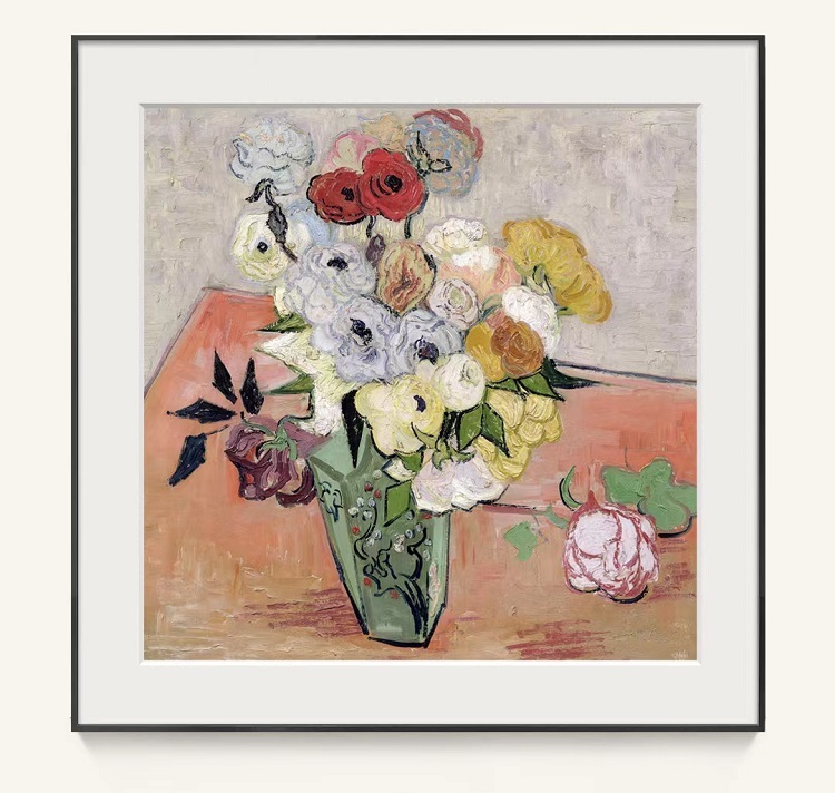 Van Gogh Vase Rose Museum level replica printmaking living room Nordic living room decoration hanging paintings