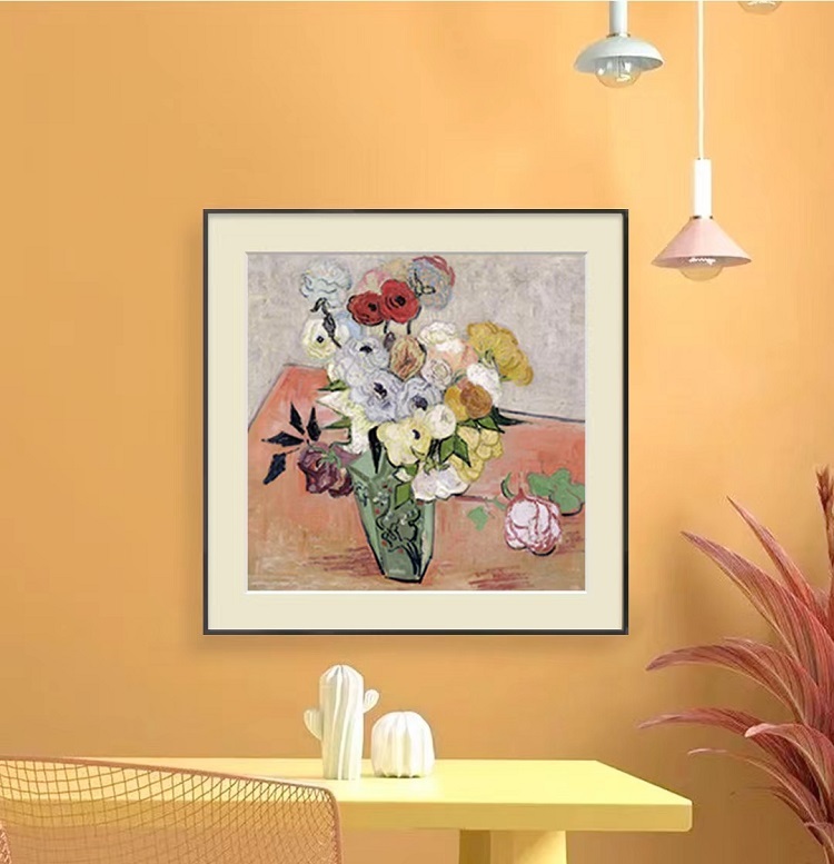Van Gogh Vase Rose Museum level replica printmaking living room Nordic living room decoration hanging paintings