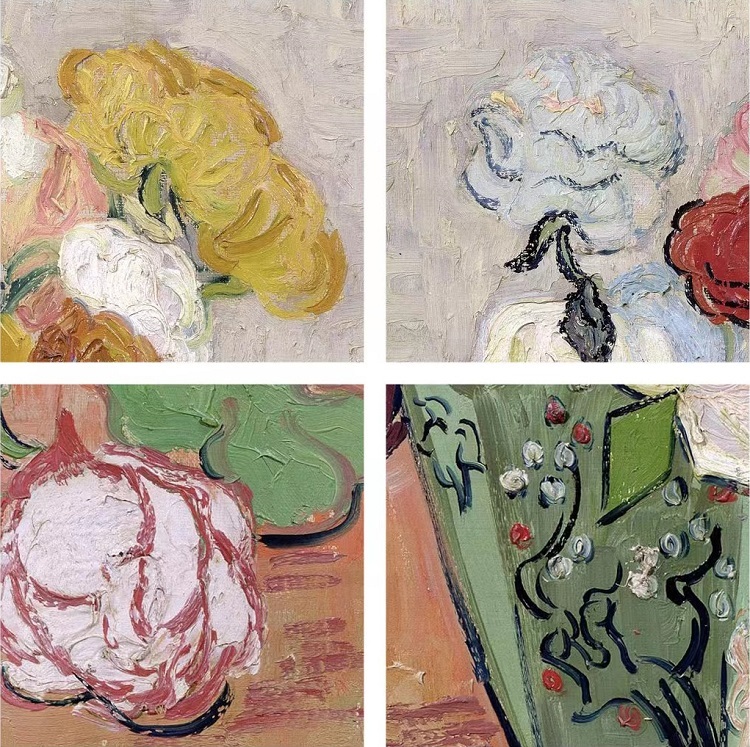 Van Gogh Vase Rose Museum level replica printmaking living room Nordic living room decoration hanging paintings