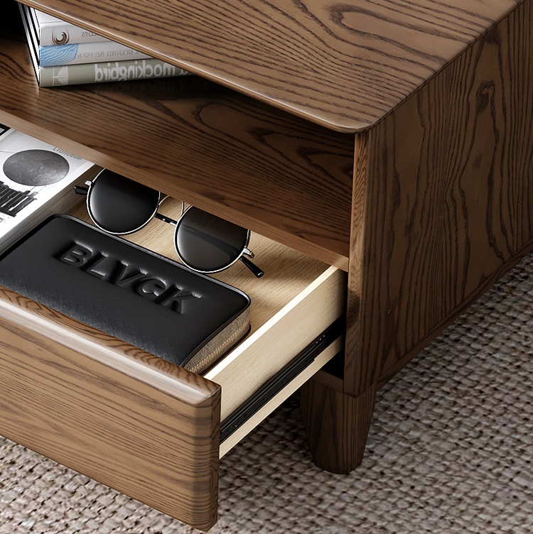 Nordic solid wood coffee table TV cabinet combination modern simple small apartment slate ash wood storage tea table floor cabinet