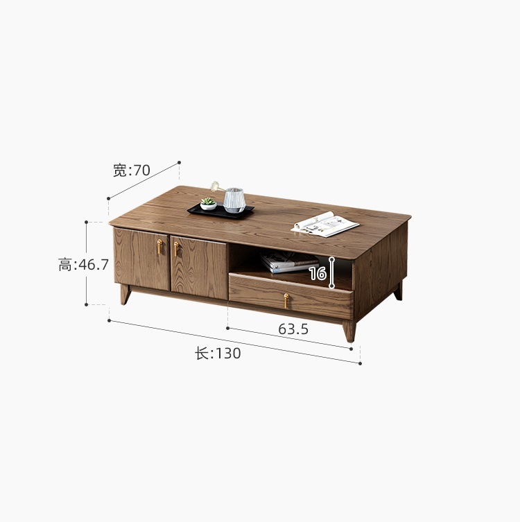 Nordic solid wood coffee table TV cabinet combination modern simple small apartment slate ash wood storage tea table floor cabinet