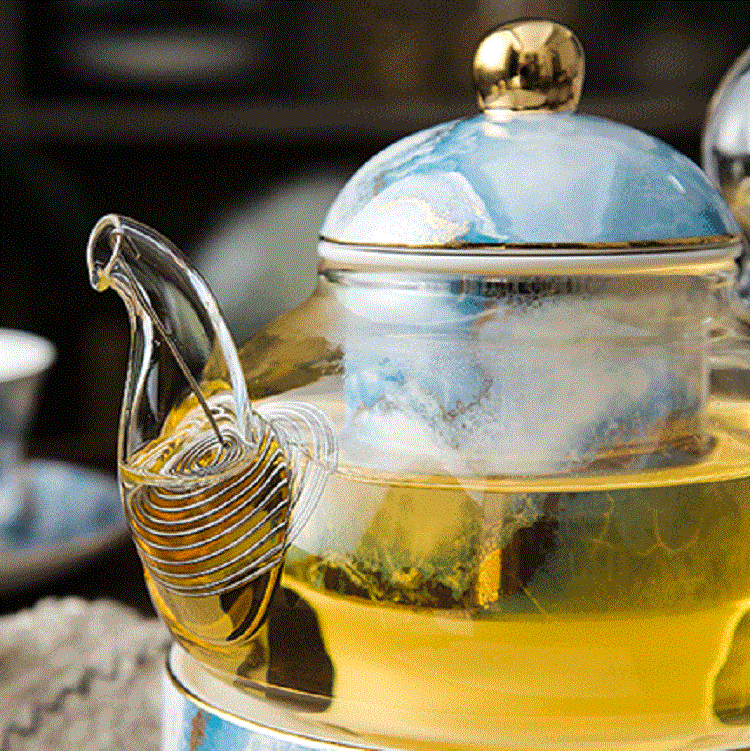 Afternoon tea tea set for home glass flower teapot candle boiling tea stove English afternoon tea set fruit teapot