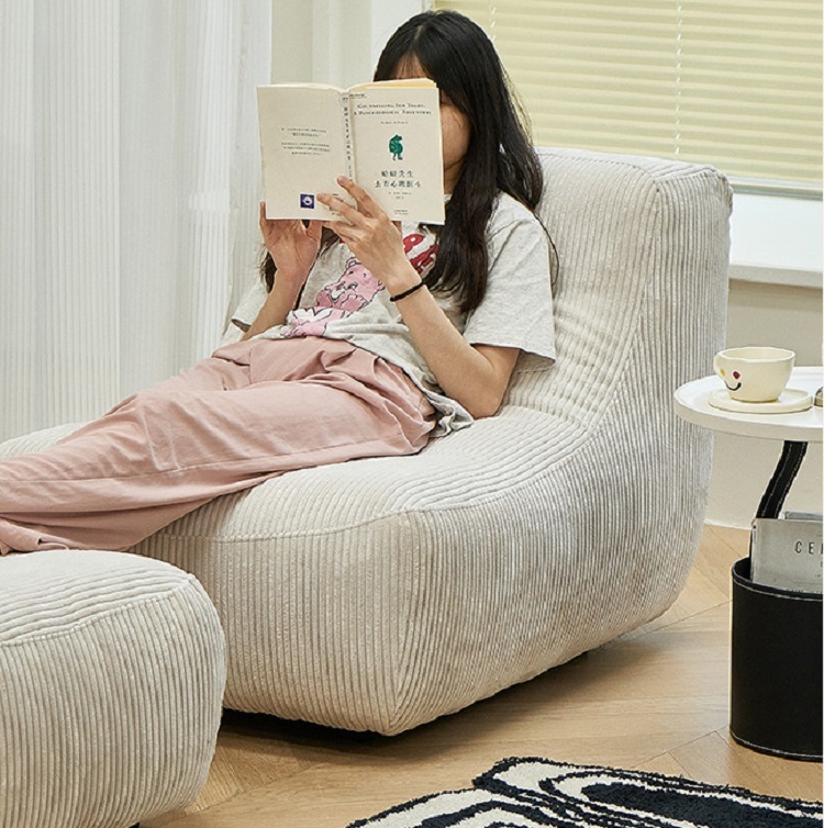 Lazy sofa home single chair Nordic light luxury corduroy living room simple backrest side chair lounge chair