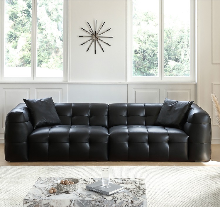 Marshmallow sofa minimalist vintage leather sofa designer small apartment BOBA leather art sofa