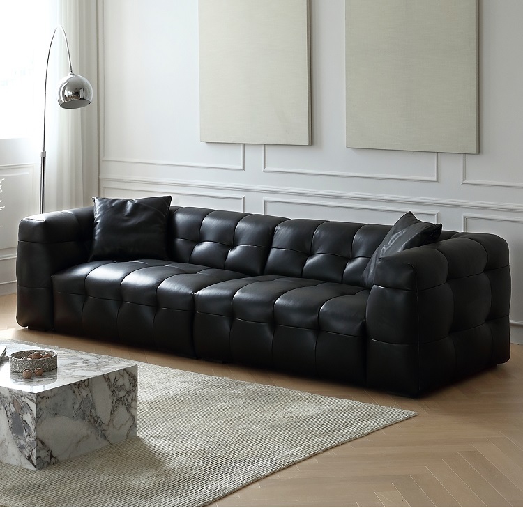 Marshmallow sofa minimalist vintage leather sofa designer small apartment BOBA leather art sofa