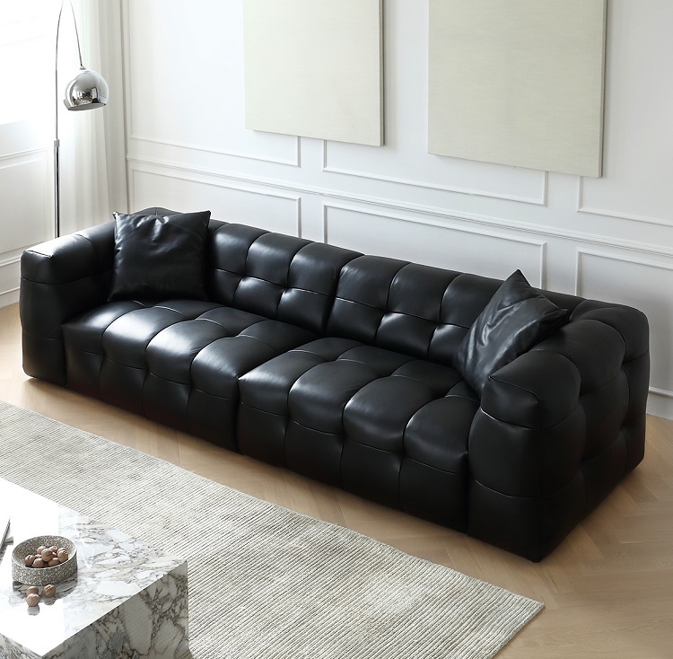 Marshmallow sofa minimalist vintage leather sofa designer small apartment BOBA leather art sofa