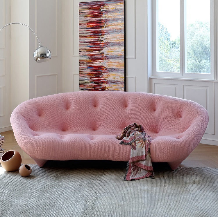 Ploum curved fabric sofa generation simple small living room home three-seat shell sofa
