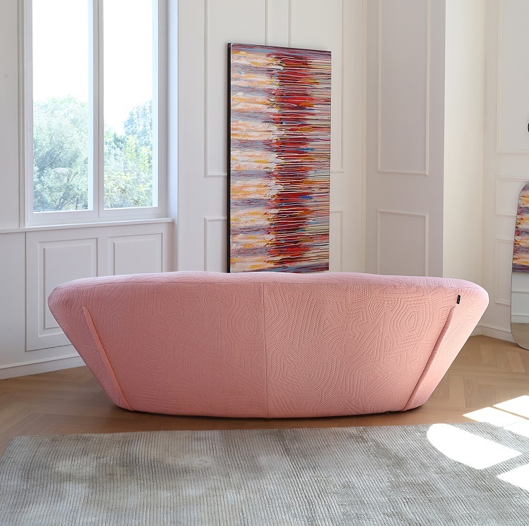 Ploum curved fabric sofa generation simple small living room home three-seat shell sofa