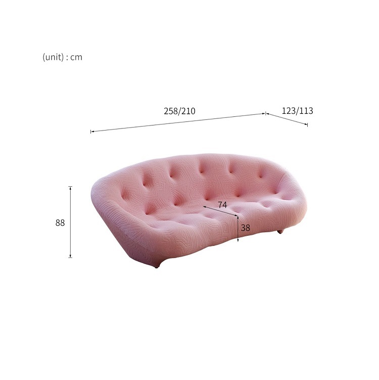 Ploum curved fabric sofa generation simple small living room home three-seat shell sofa
