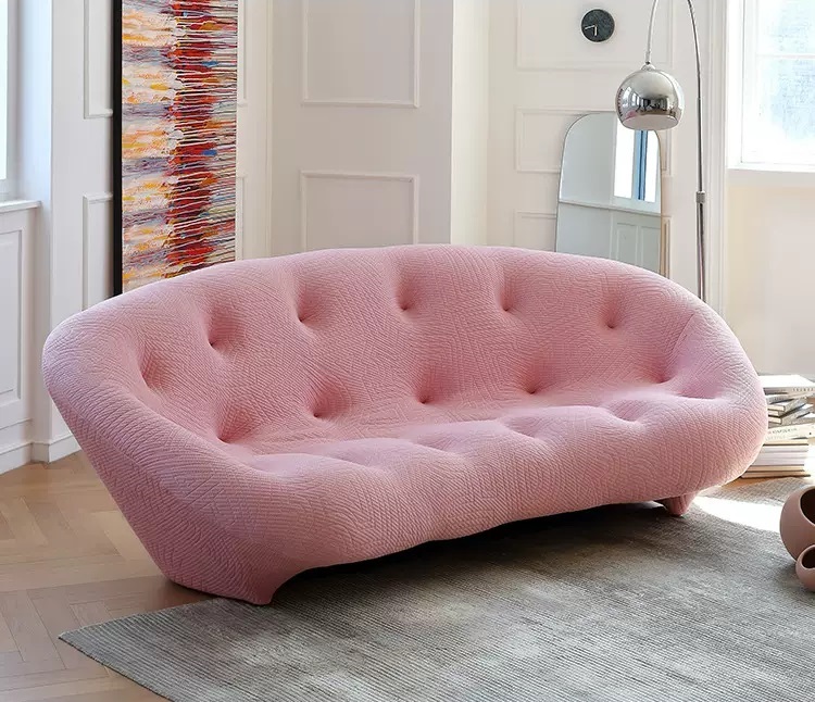 Ploum curved fabric sofa generation simple small living room home three-seat shell sofa